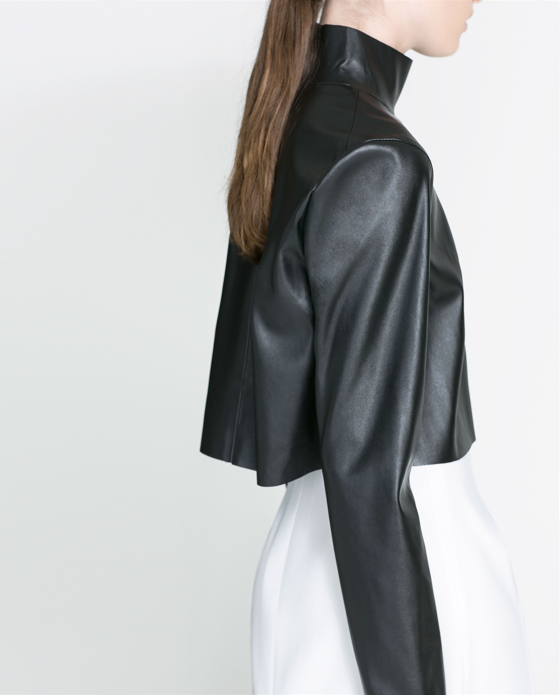 Zara High Collar Studio Top in Black | Lyst