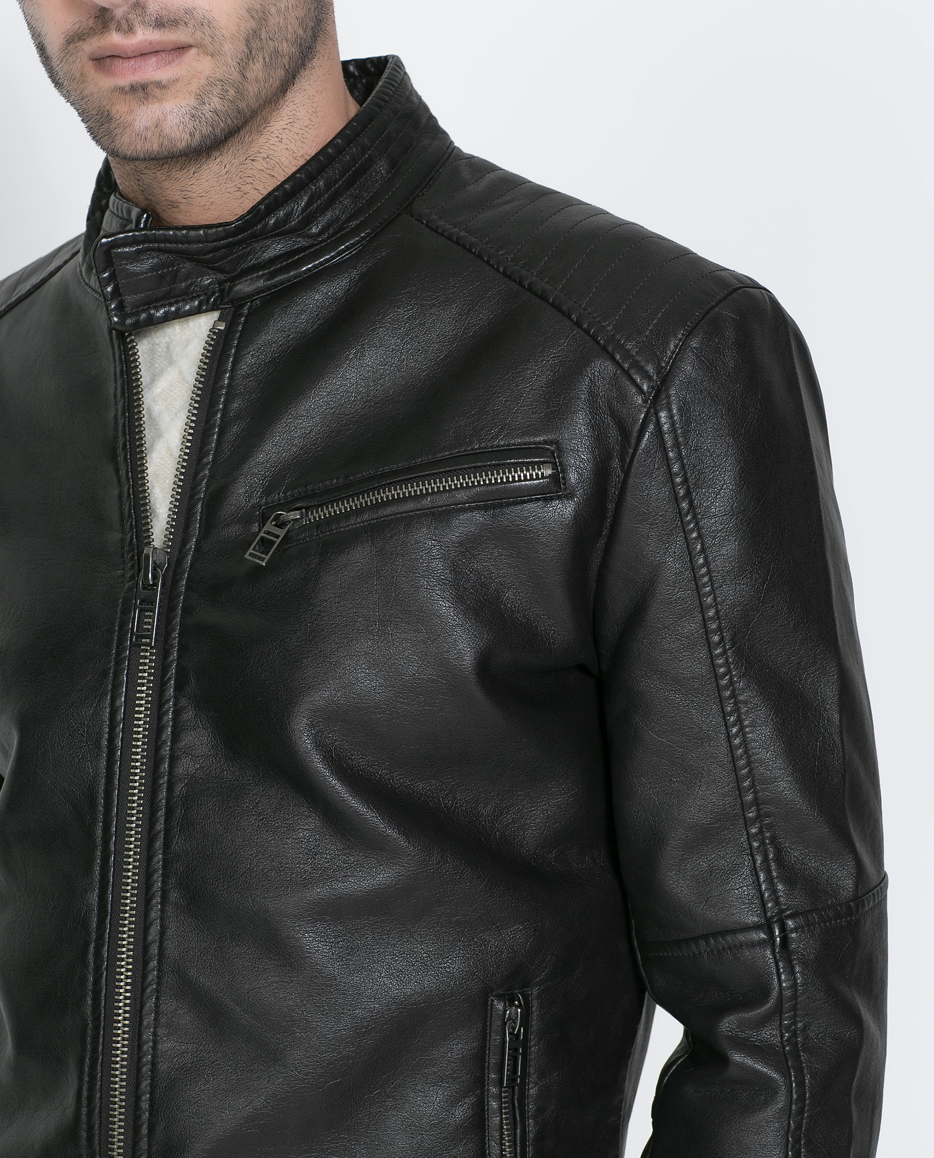 Zara Jacket with Mao Collar in Black for Men | Lyst