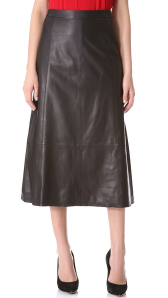 alice and olivia black leather skirt