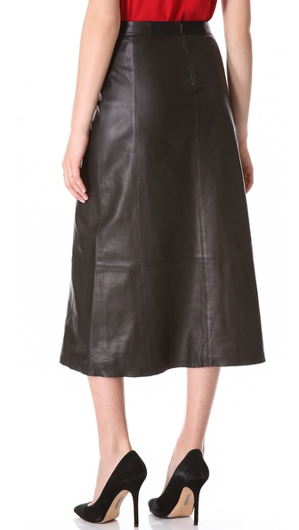 alice and olivia black leather skirt