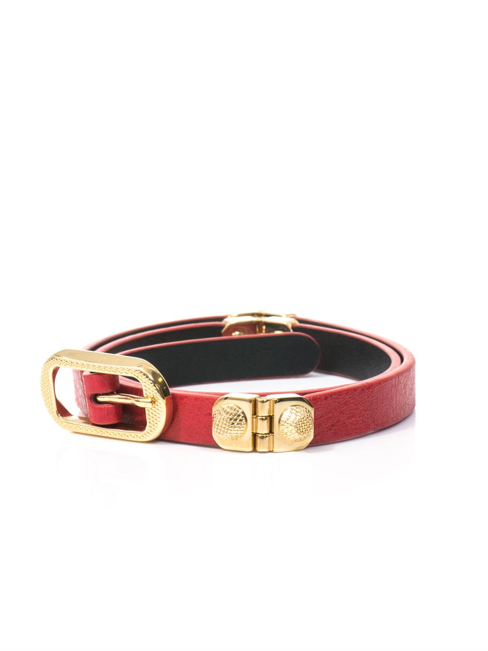 Lyst - Balenciaga Arena Studded Leather Belt in Red