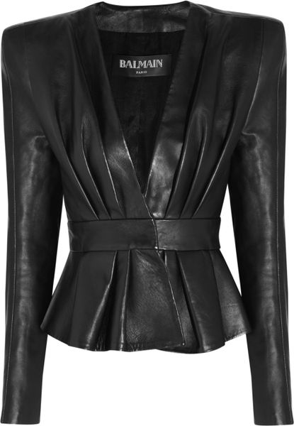 Balmain Leather Jacket in Black | Lyst