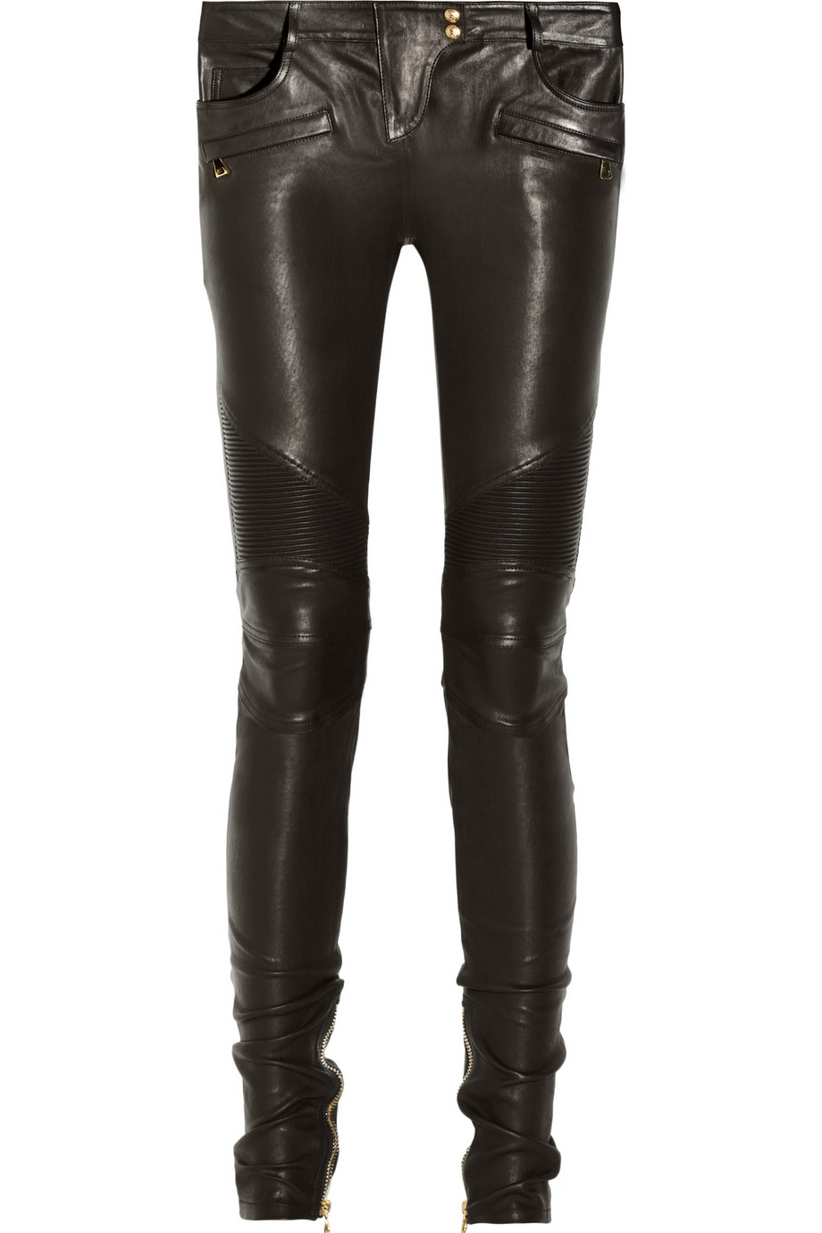 Balmain Leather Motocross-style Skinny Pants in Black - Lyst