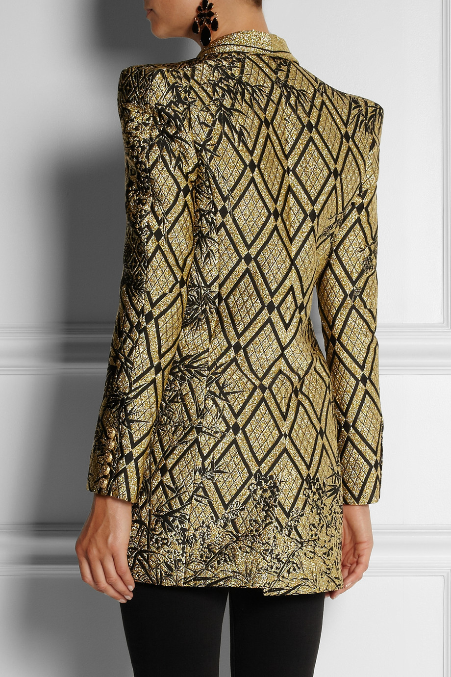 Balmain Metallic Jacquard Jacket in Metallic Lyst