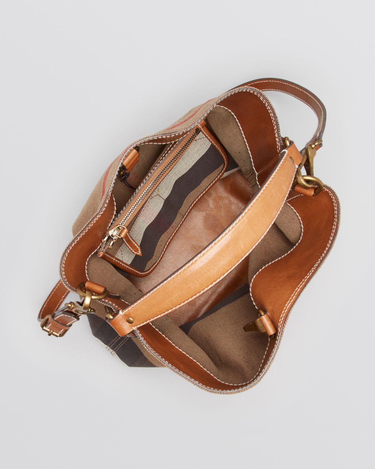 Burberry Canvas Check Medium Ashby Hobo in Brown | Lyst