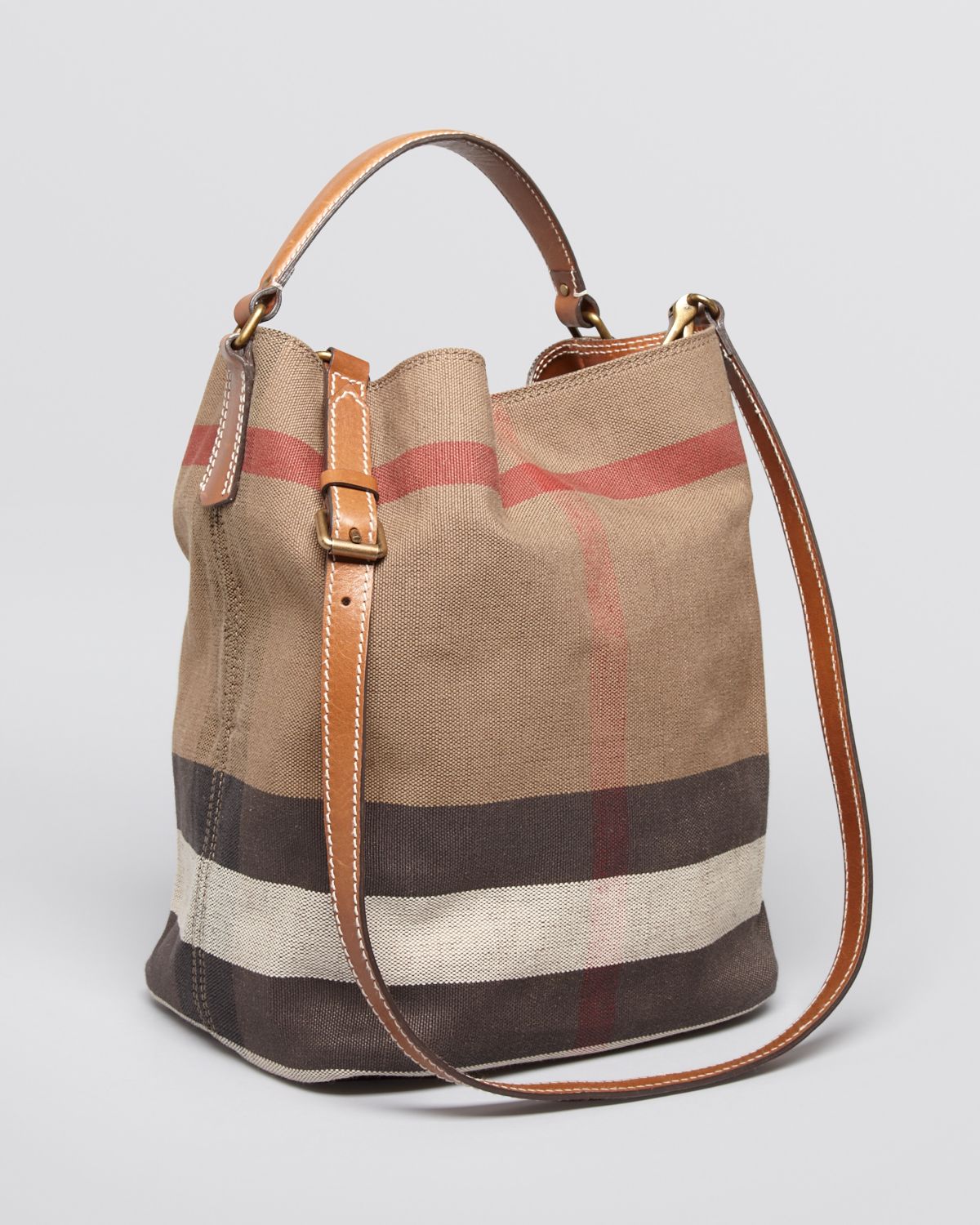 Burberry Canvas Check Medium Ashby Hobo in Black (Brown) | Lyst