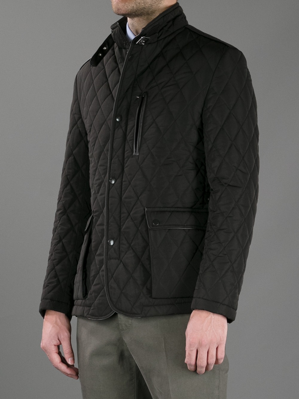 Corneliani Quilted Jacket in Brown (Black) for Men - Lyst