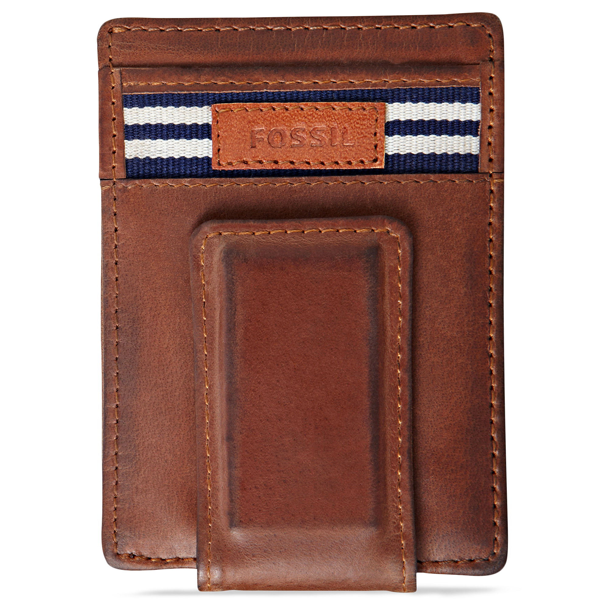 Fossil Sheldon Stripe Front Pocket Multi Card Wallet in Brown for Men