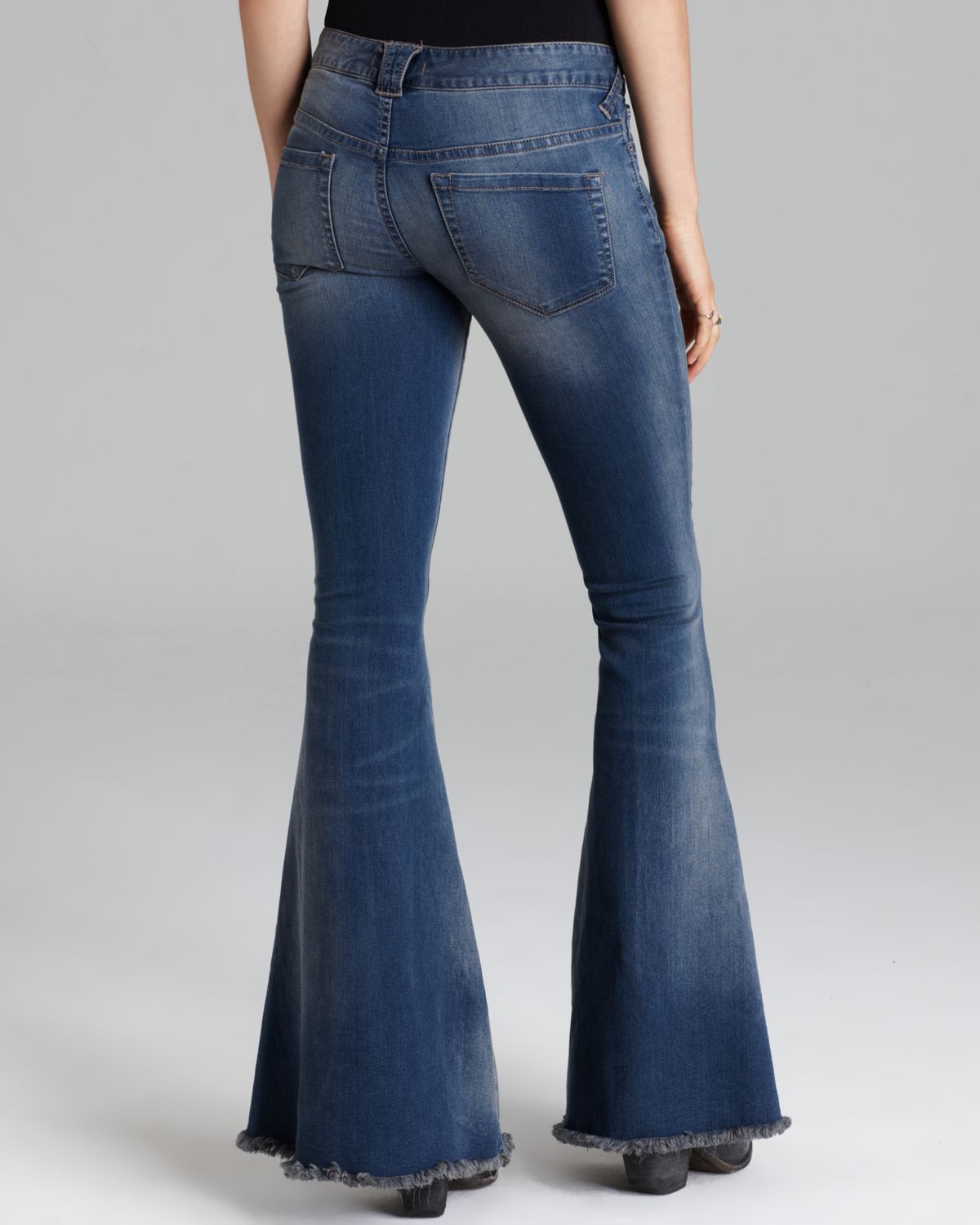 Lyst - Free People Jeans Stretch Denim Super Flare in Oslo in Blue