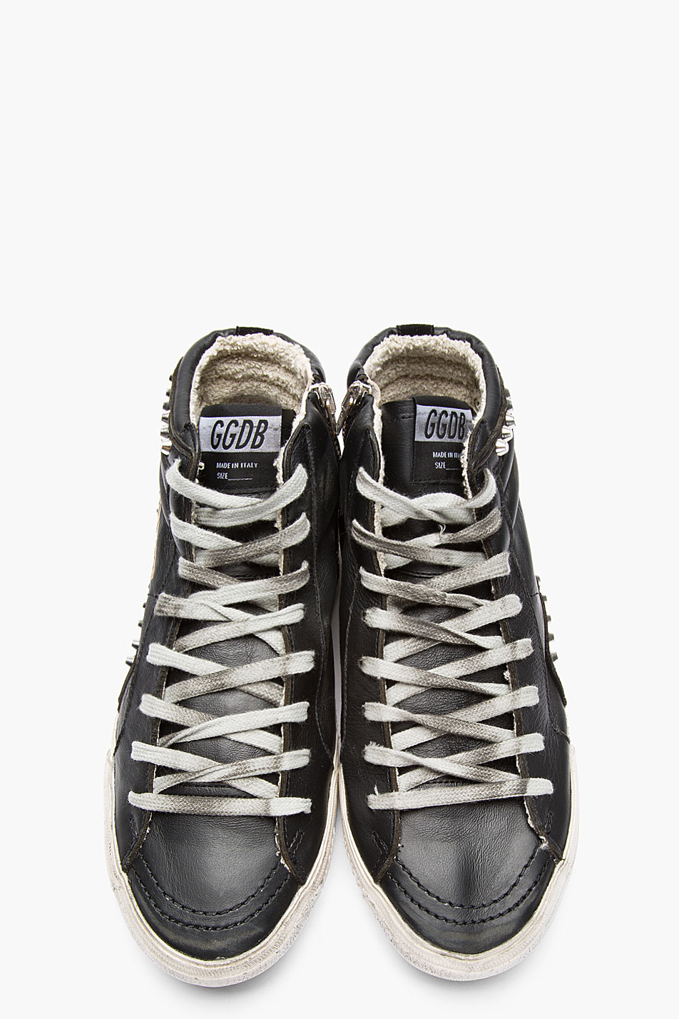 golden goose black studded slide sneakers