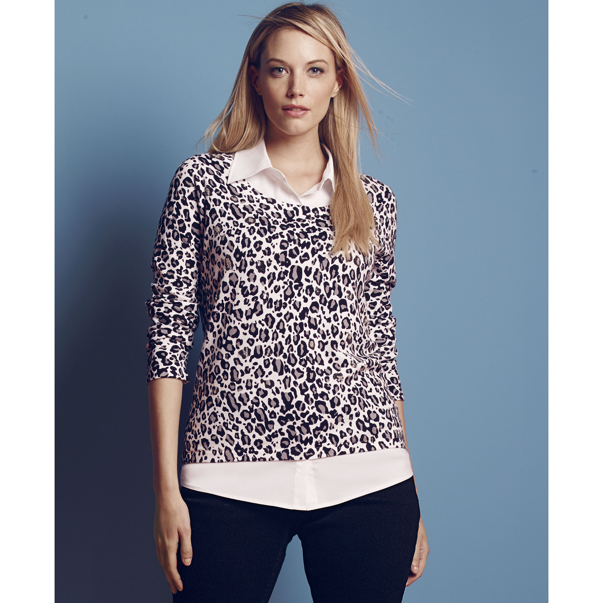 Download INC International Concepts Long Sleeve Animal Print ...