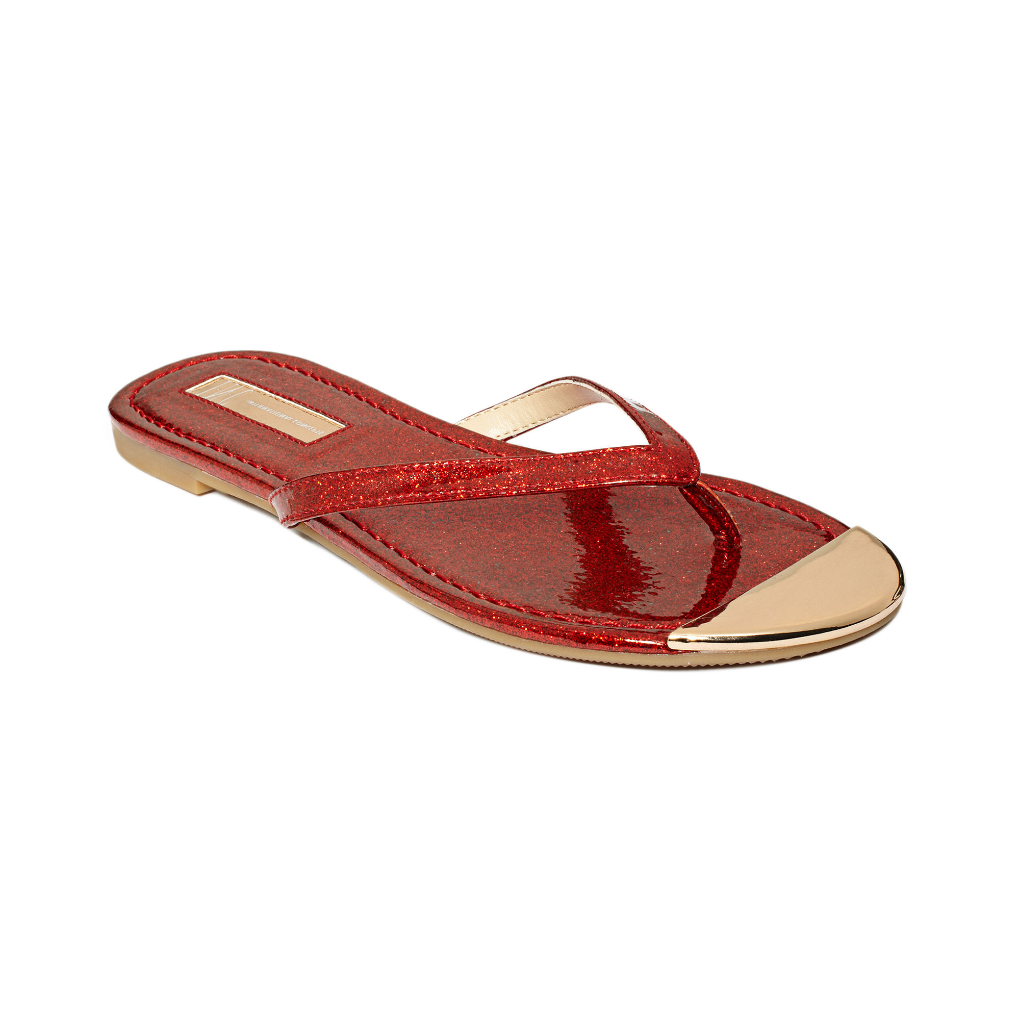 red glitter flip flops