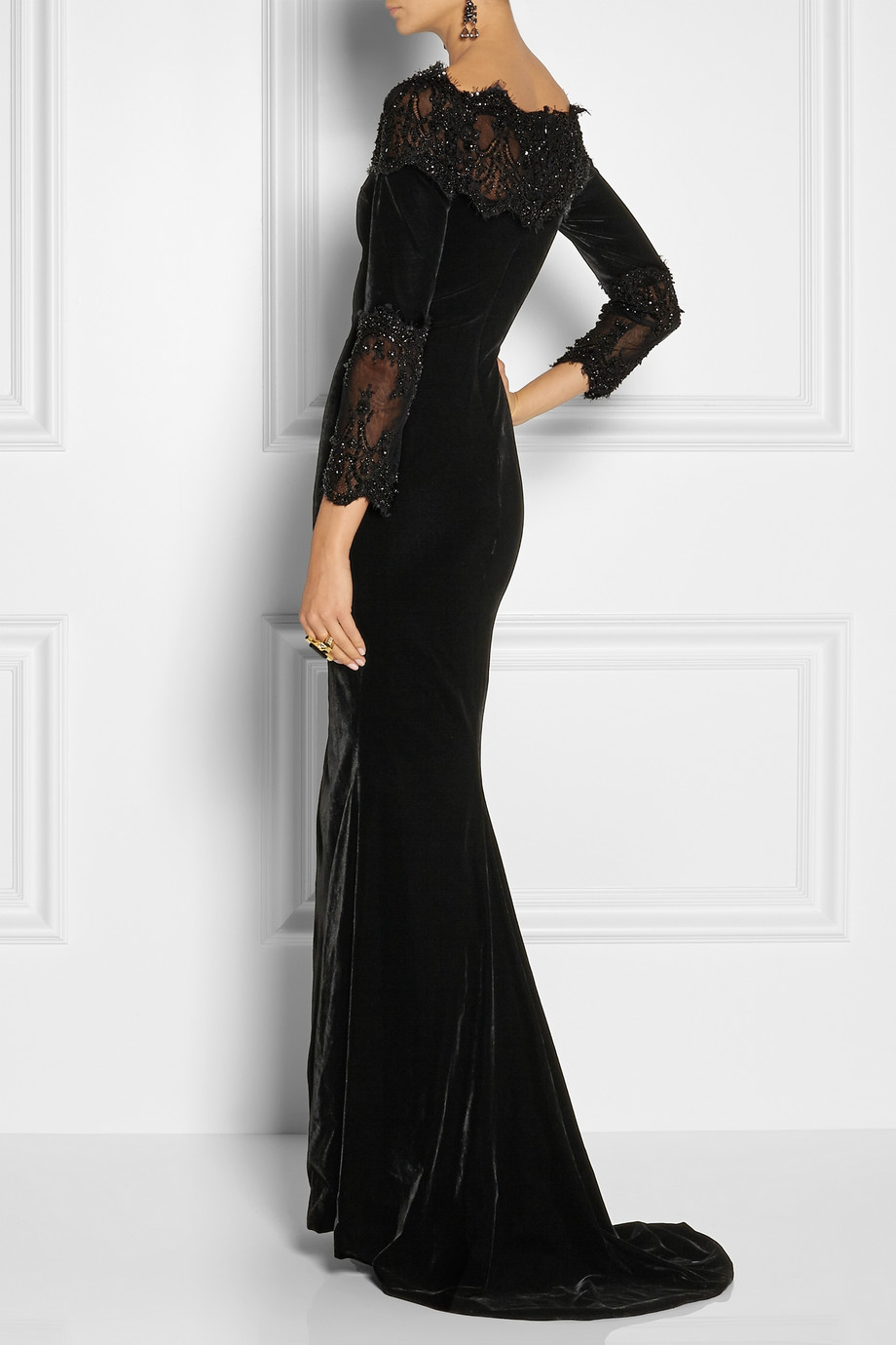black velvet embellished dress