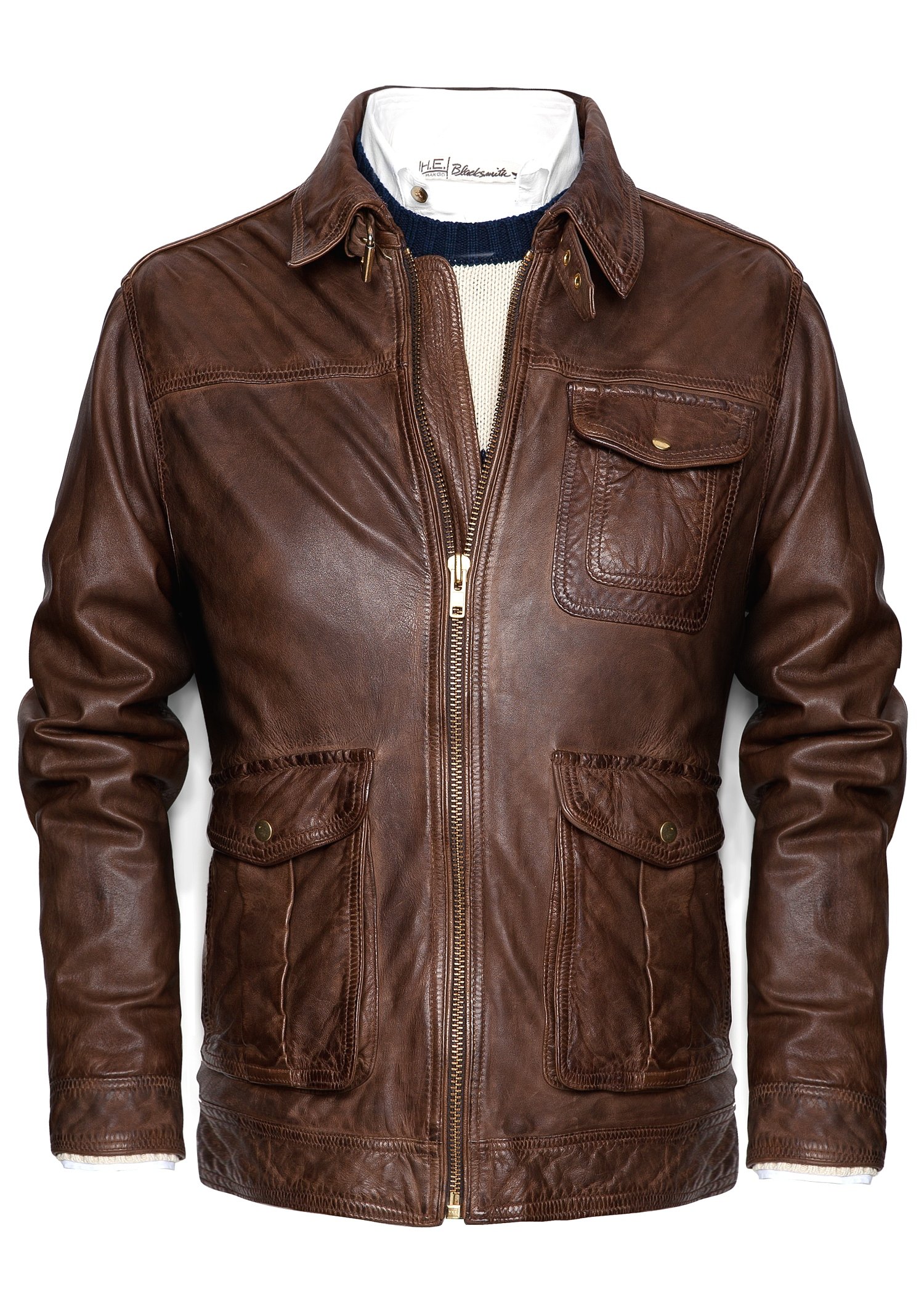 Lyst - Mango Vintage Leather Jacket in Brown for Men