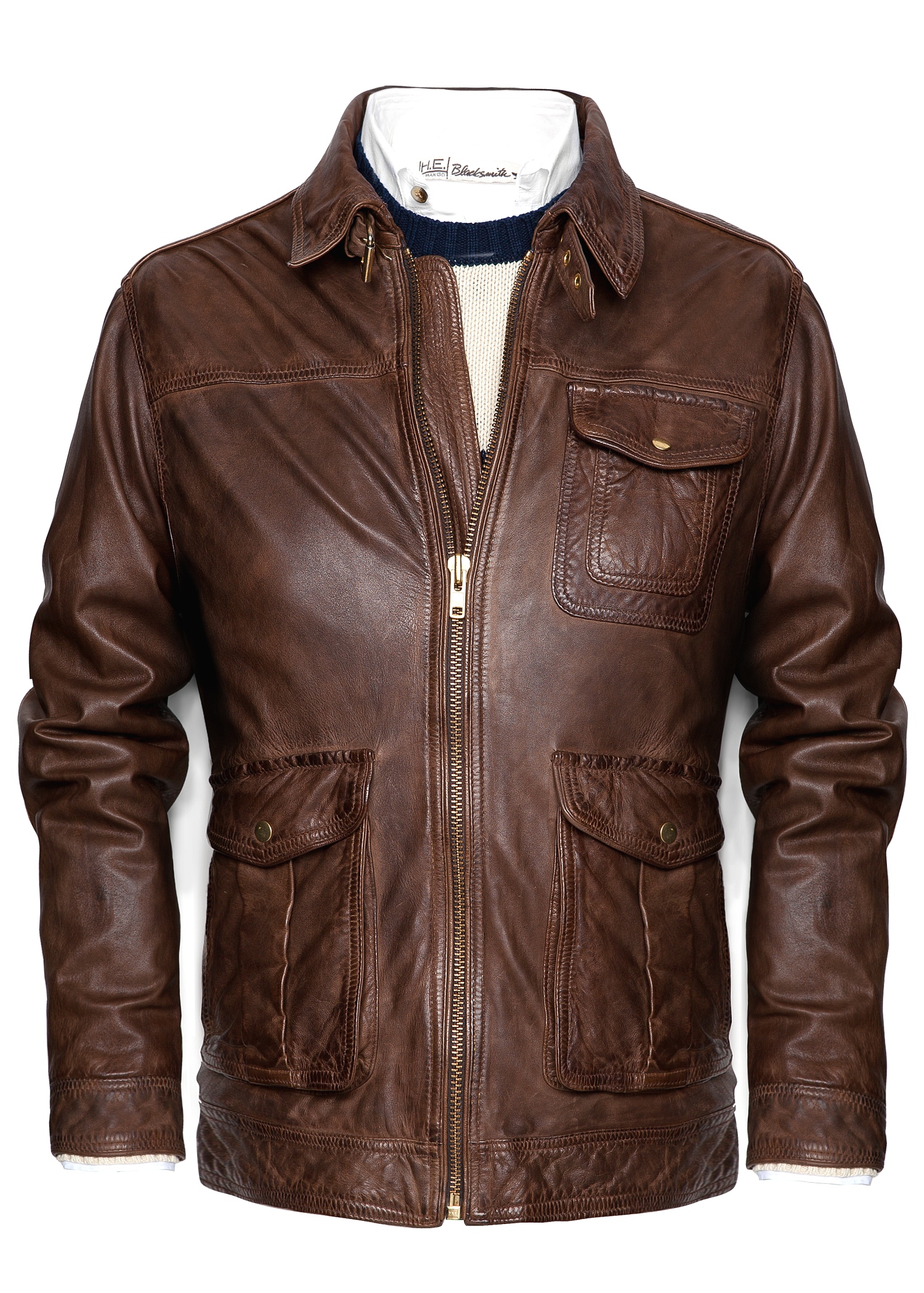 Mango Vintage Leather  Jacket  in Brown for Men  Lyst