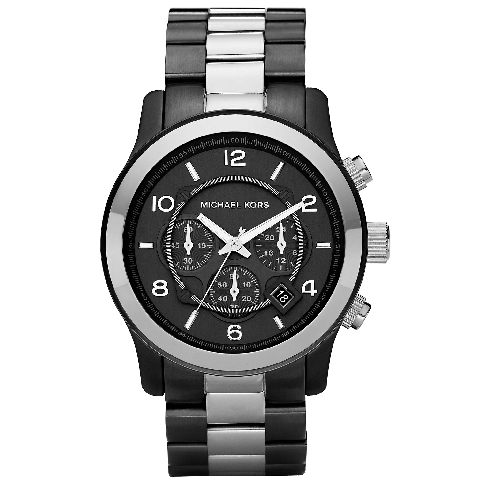 Michael Kors Black and Silver Chronograph Watch Black in Gray for Men ...