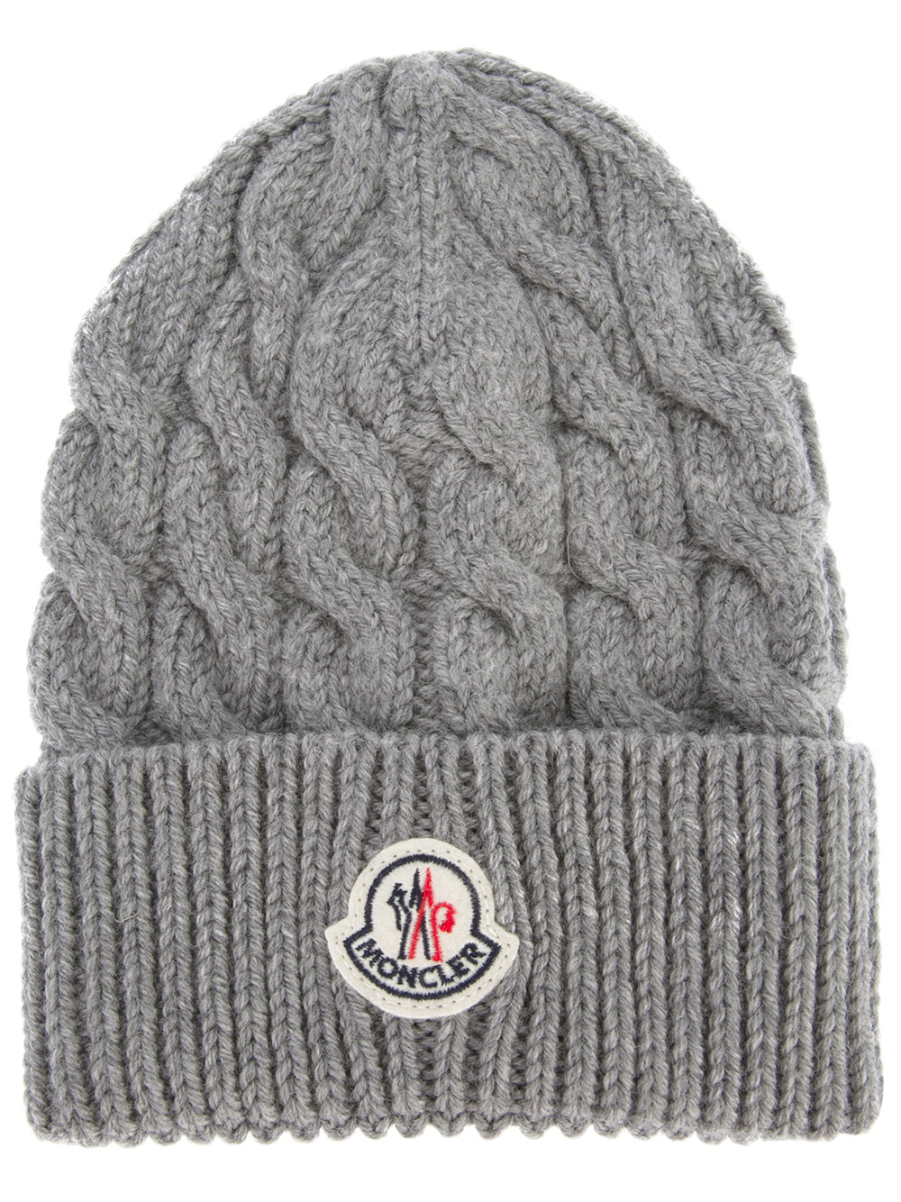 Moncler Cable Knit Beanie Hat in Grey (Gray) for Men - Lyst
