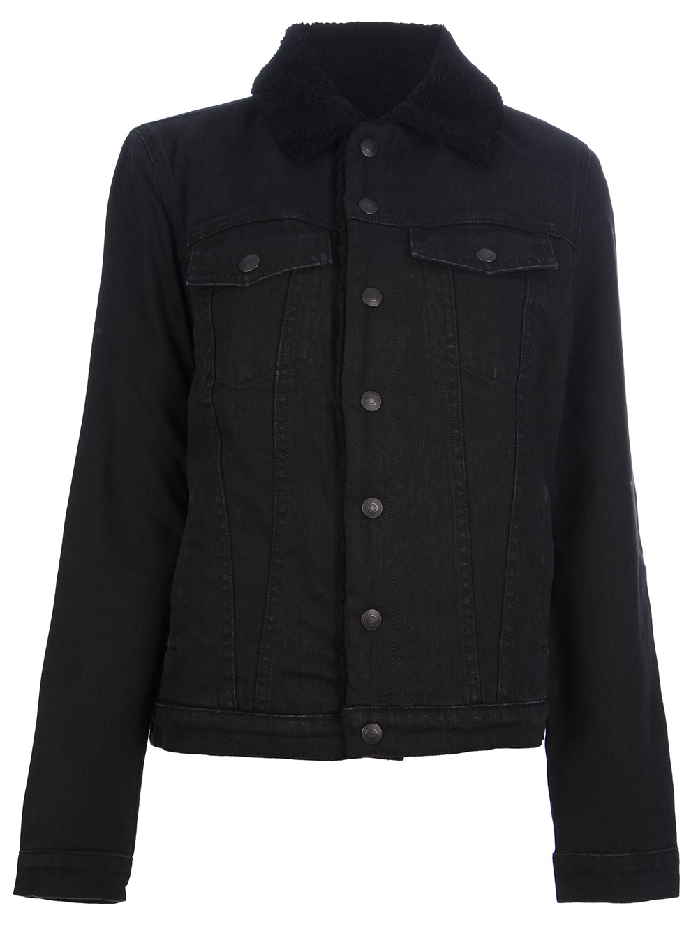 Proenza Schouler Shearling Lined Denim Jacket in Black (denim) | Lyst