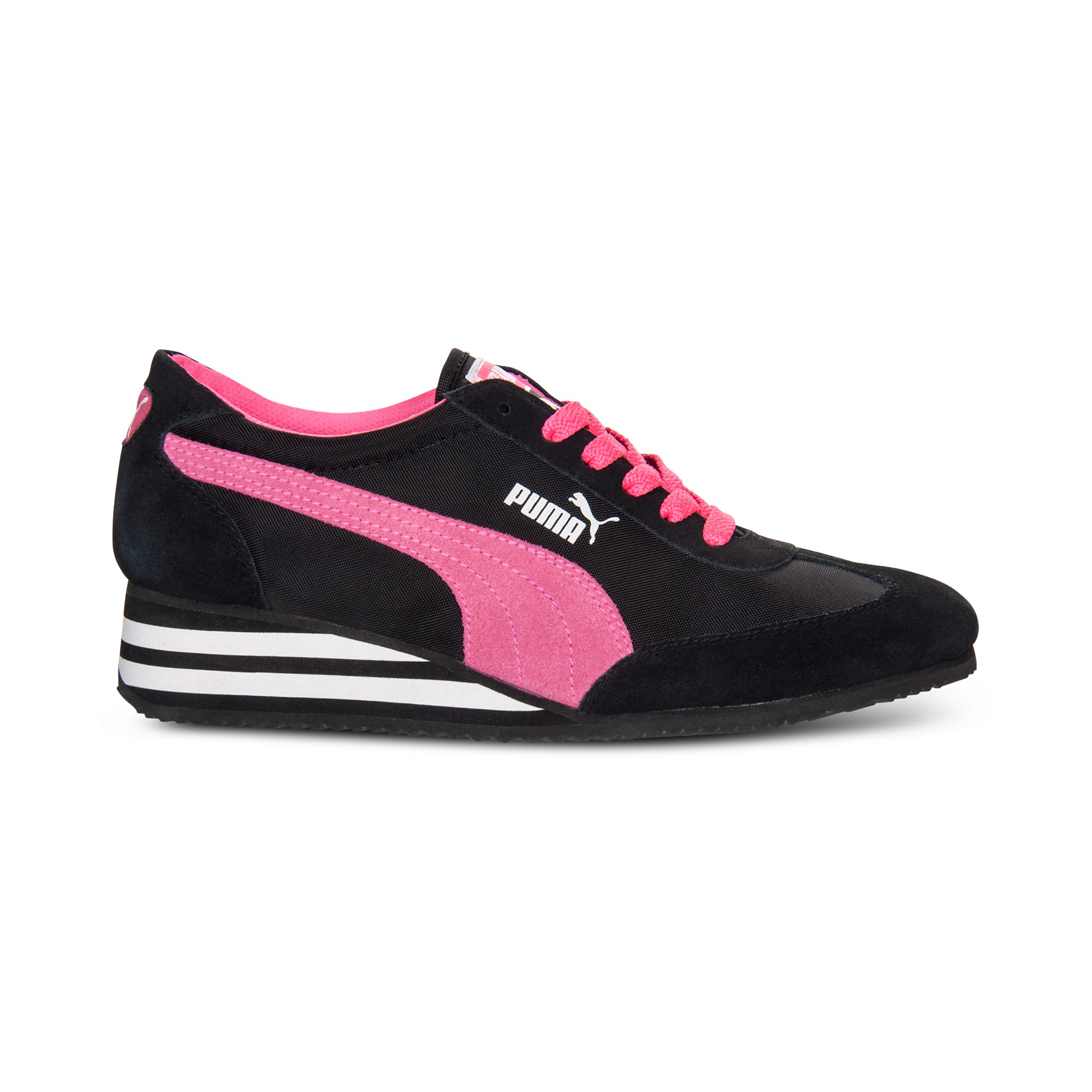 PUMA Caroline Stripe Casual Sneakers in Black/Pink (Black) | Lyst