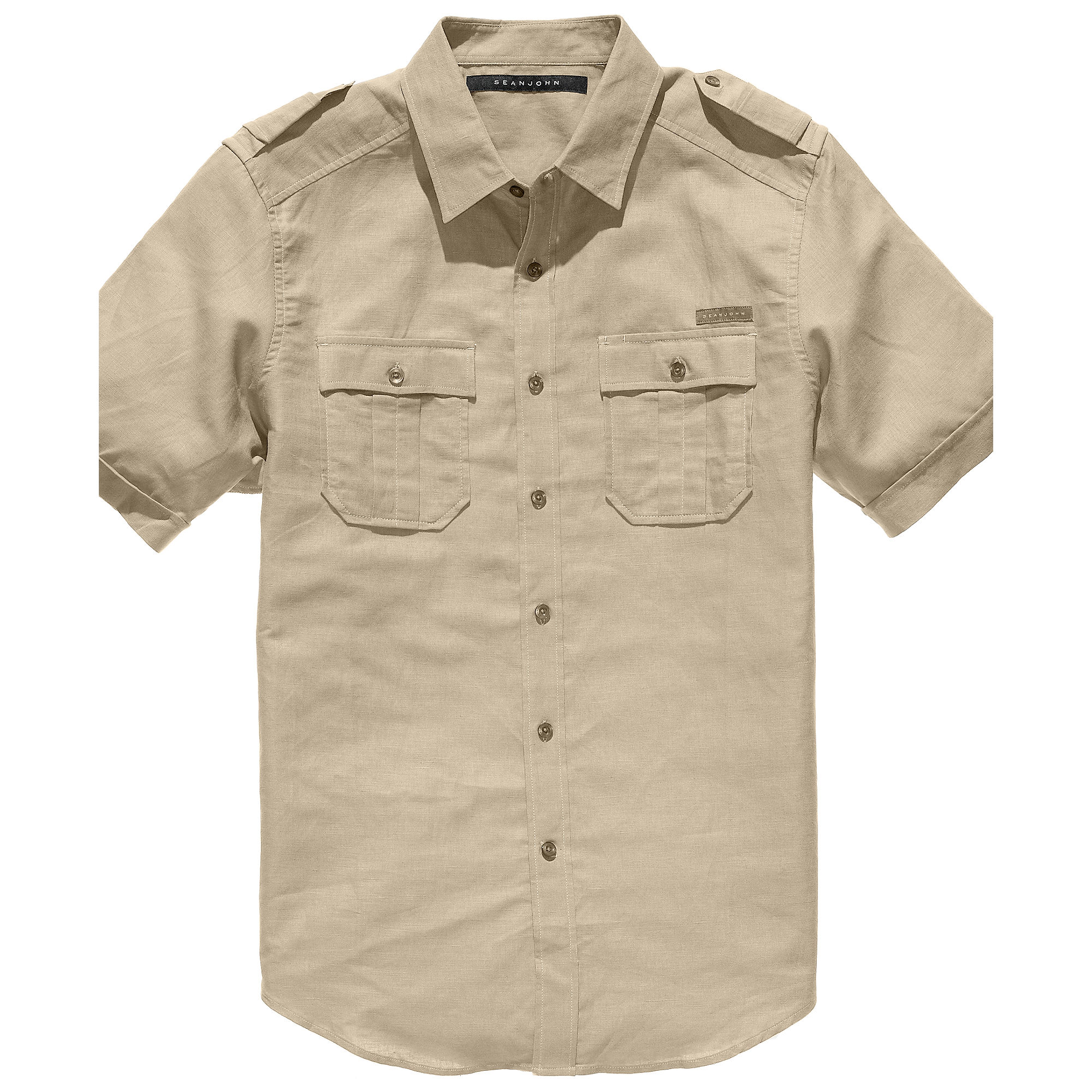 Lyst - Sean John Short Sleeved Linen Shirt in Natural for Men