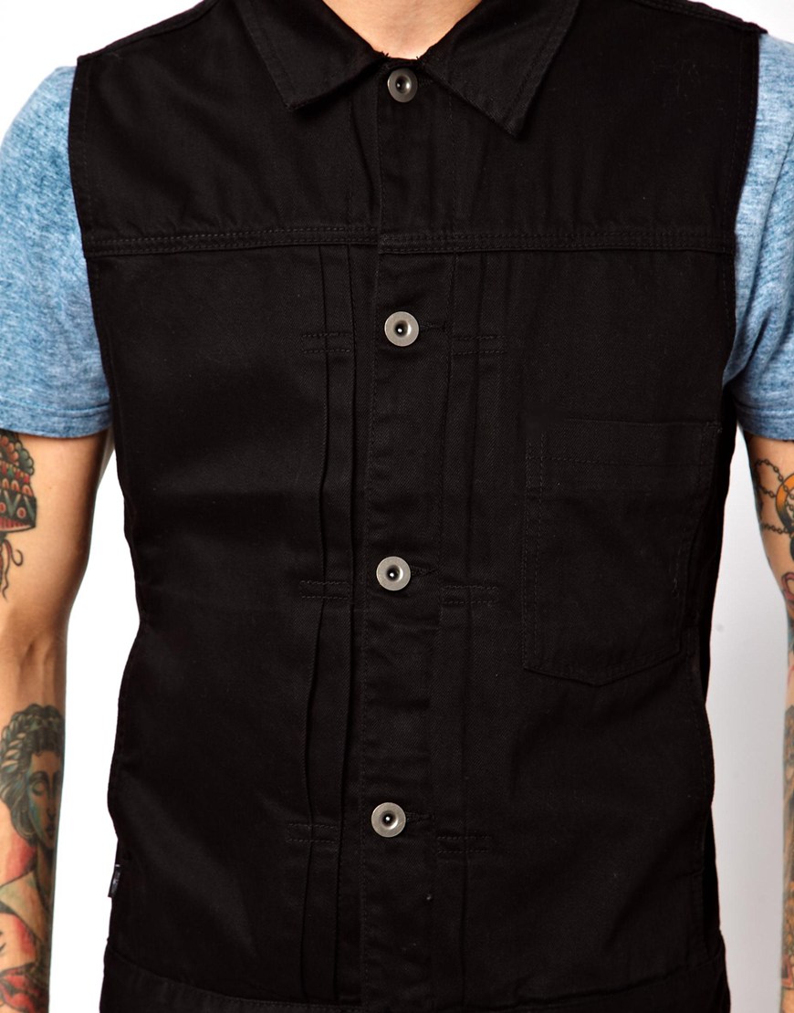 black denim jacket sleeveless mens