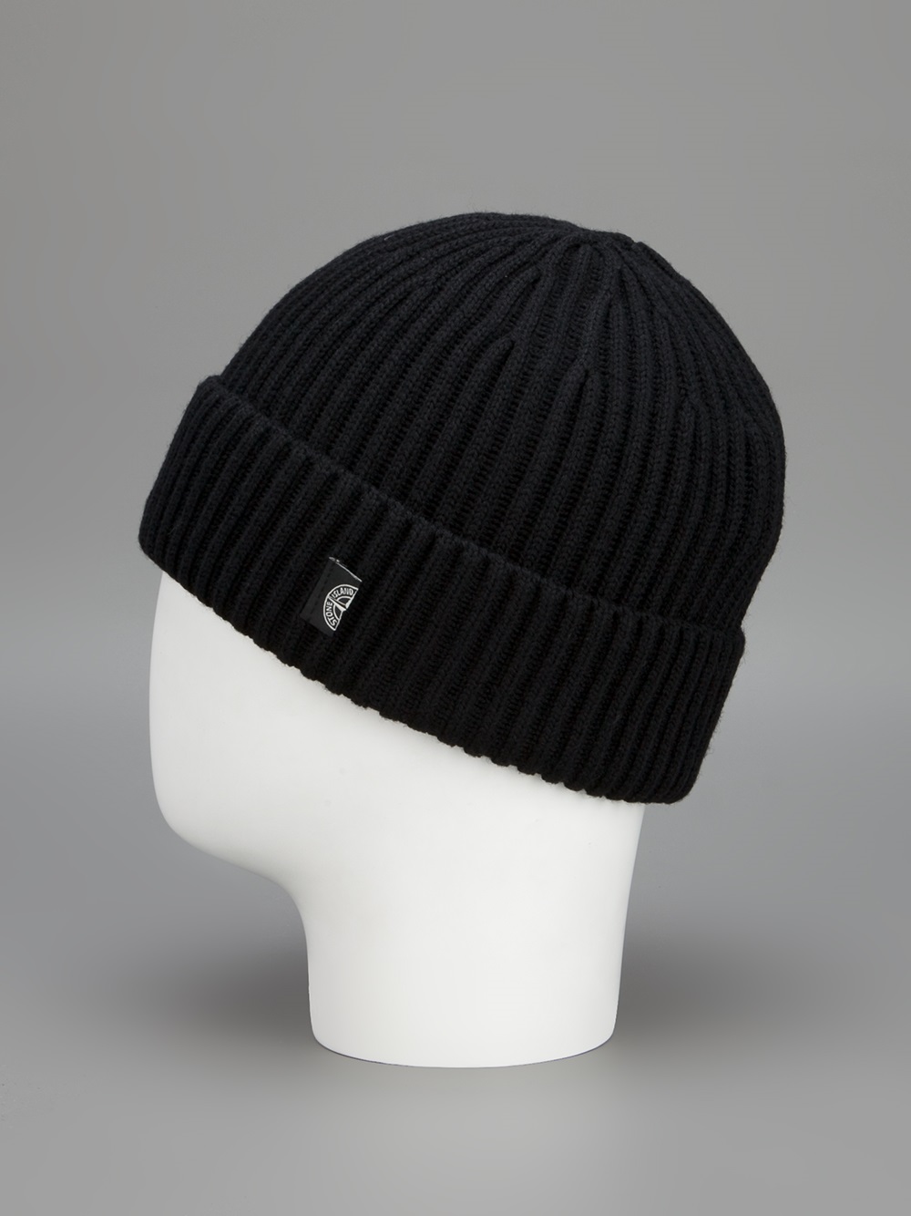 Stone Island Ribbed Beanie Hat in Black for Men Lyst