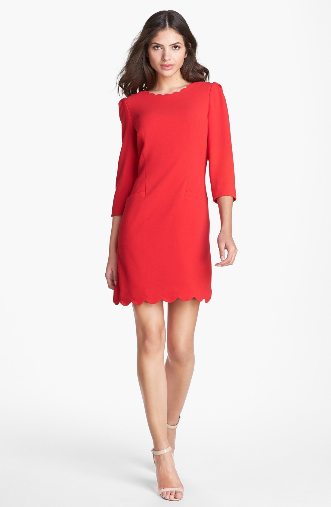 Ted Baker Stretch Shift Dress in Red | Lyst