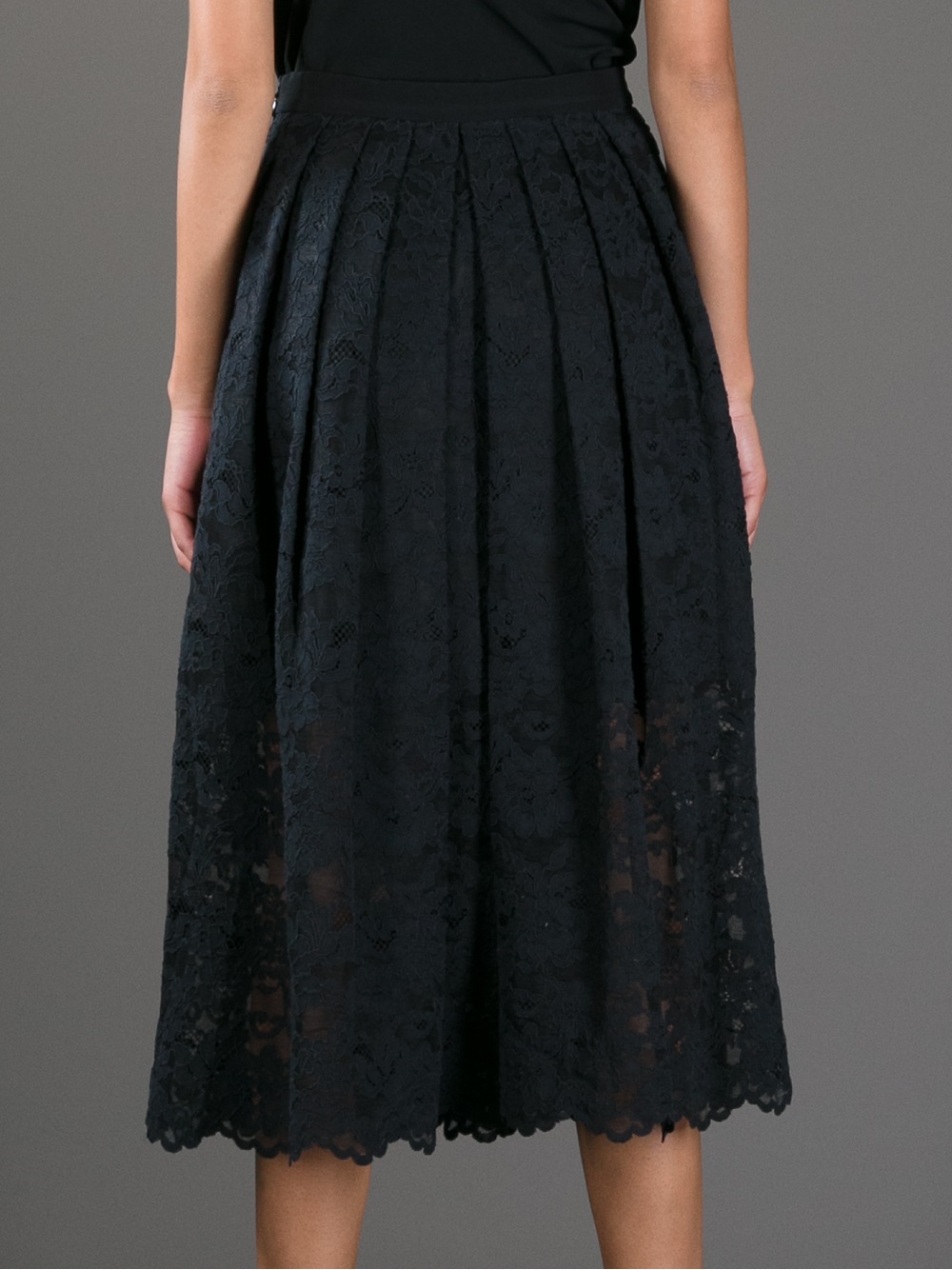 Tibi Lace Overlay Midi Skirt in Black - Lyst