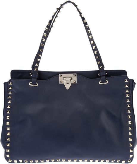 Valentino Studded Tote Bag in Blue | Lyst