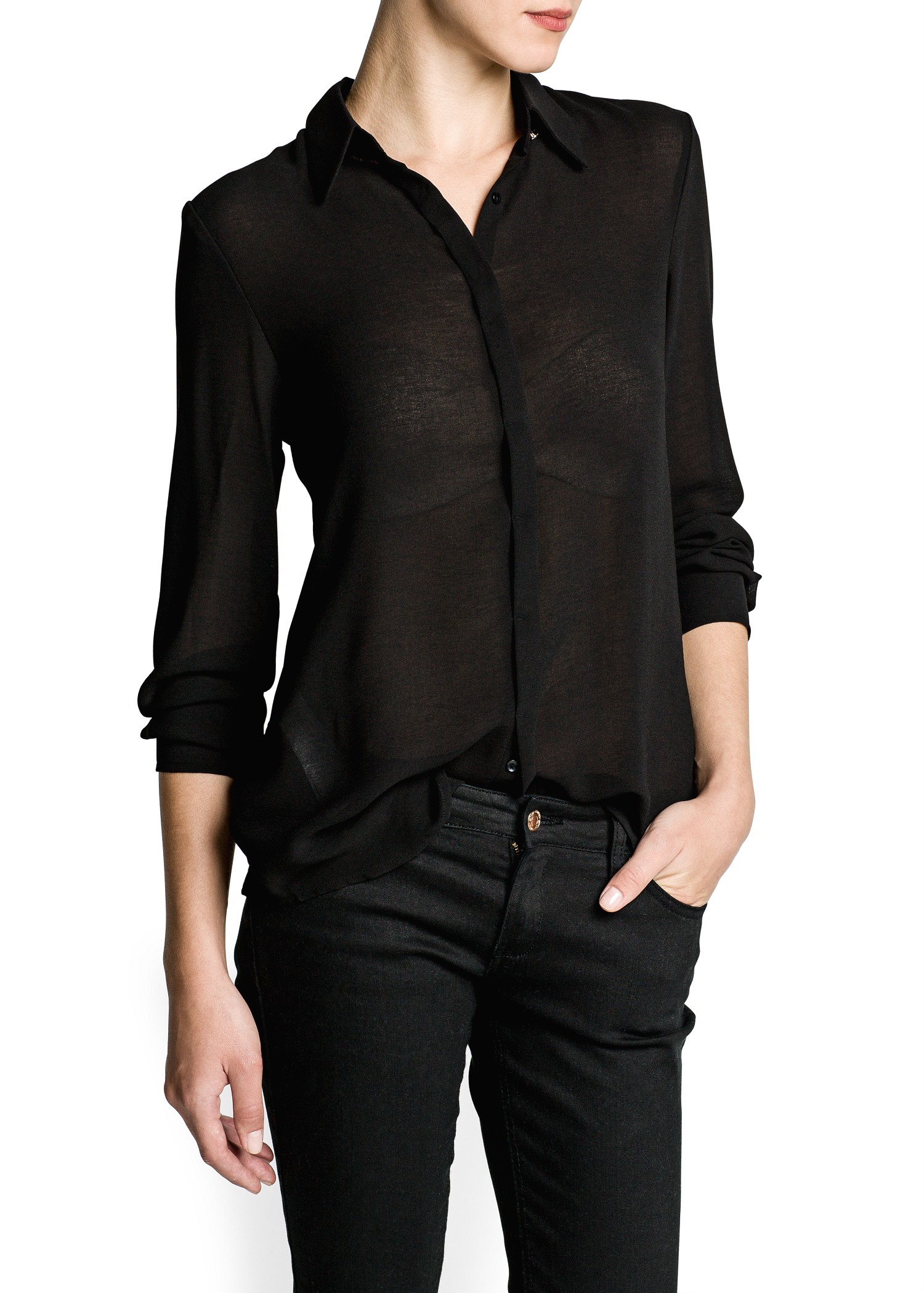 black chiffon shirt