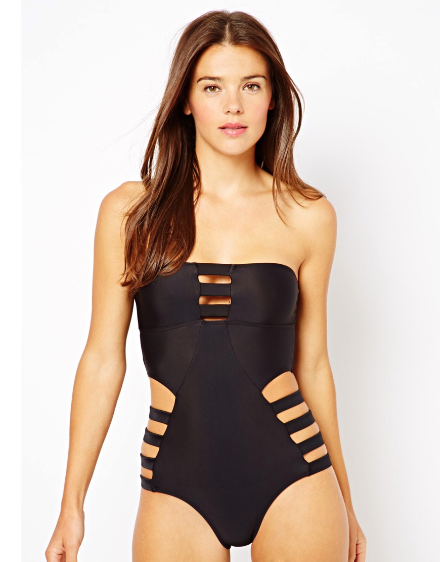 cut out side bandeau swimsuit