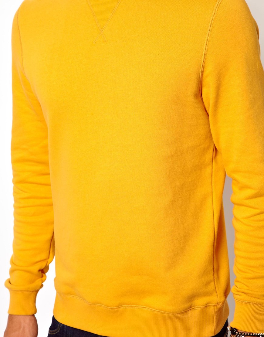 Volcom Asos Sweatshirt with Crew Neck in Yellow for Men | Lyst