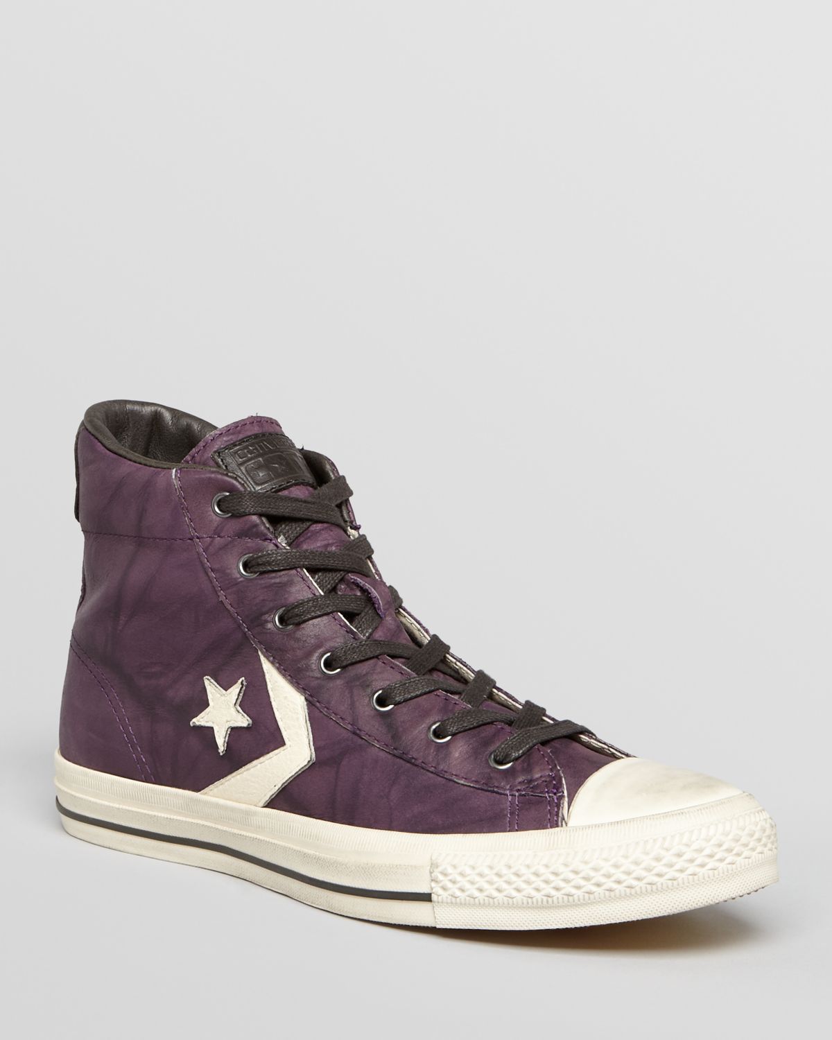 purple leather converse high tops