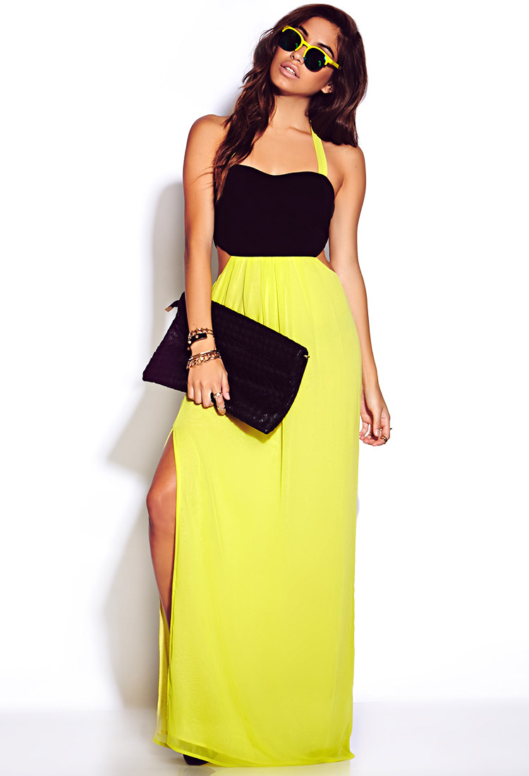 Forever 21 Neon Pop Maxi Dress in Black ...