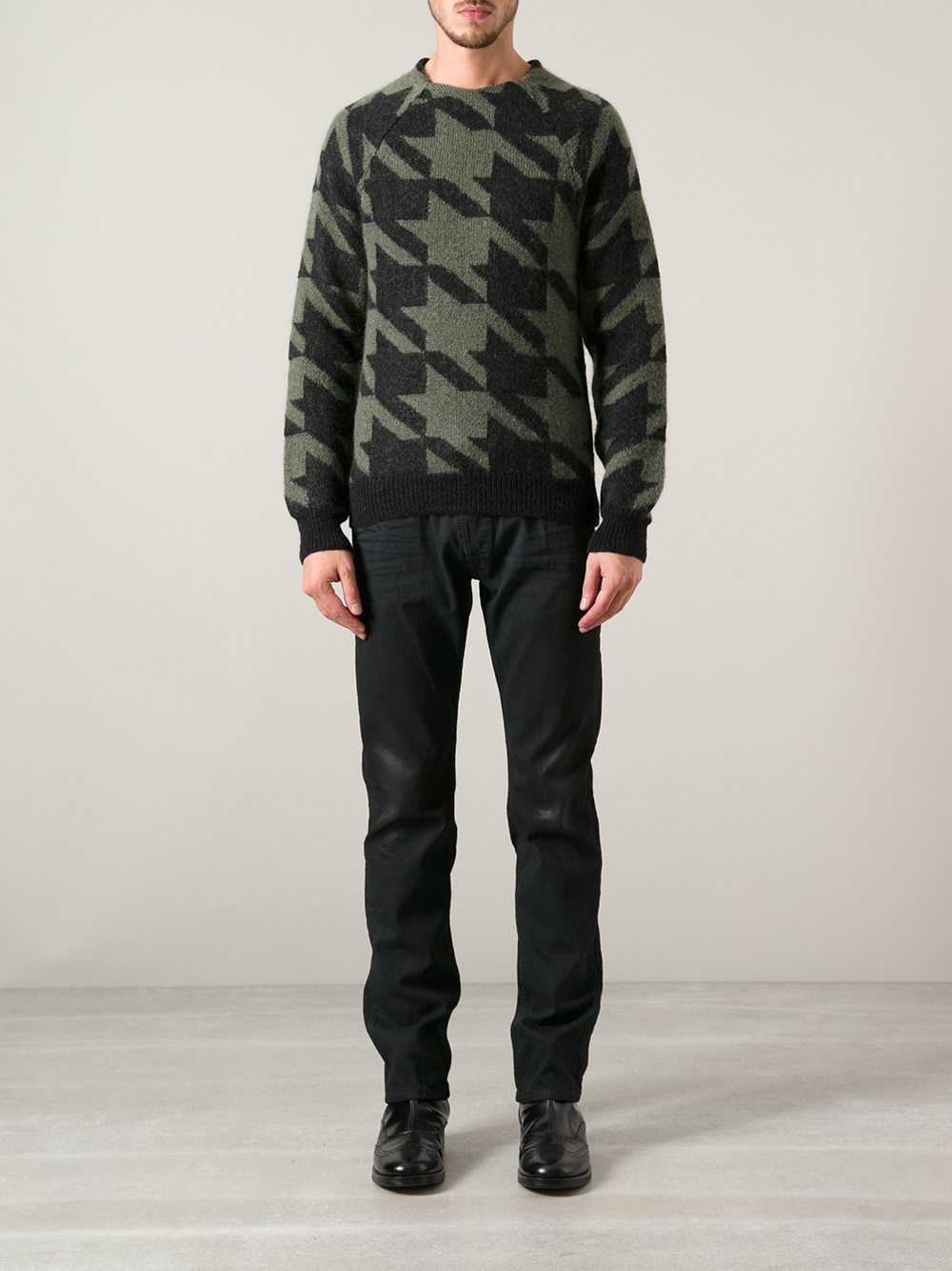 Paul Smith Houndstooth Sweater in Green (Black) for Men - Lyst