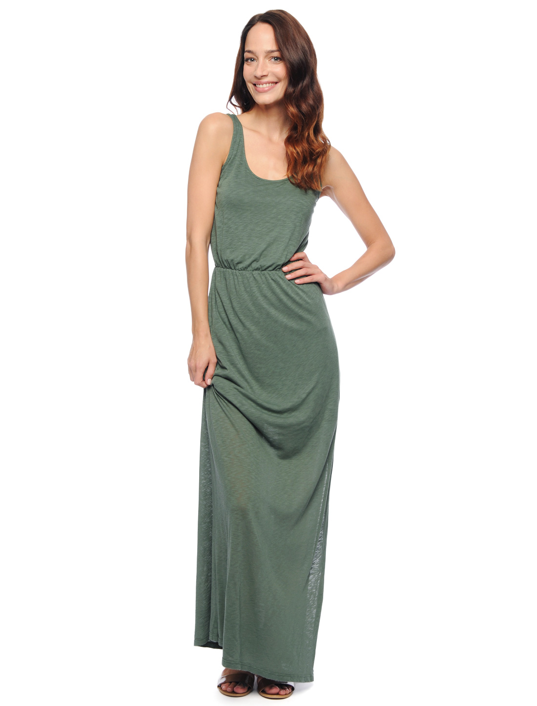 green jersey maxi dress