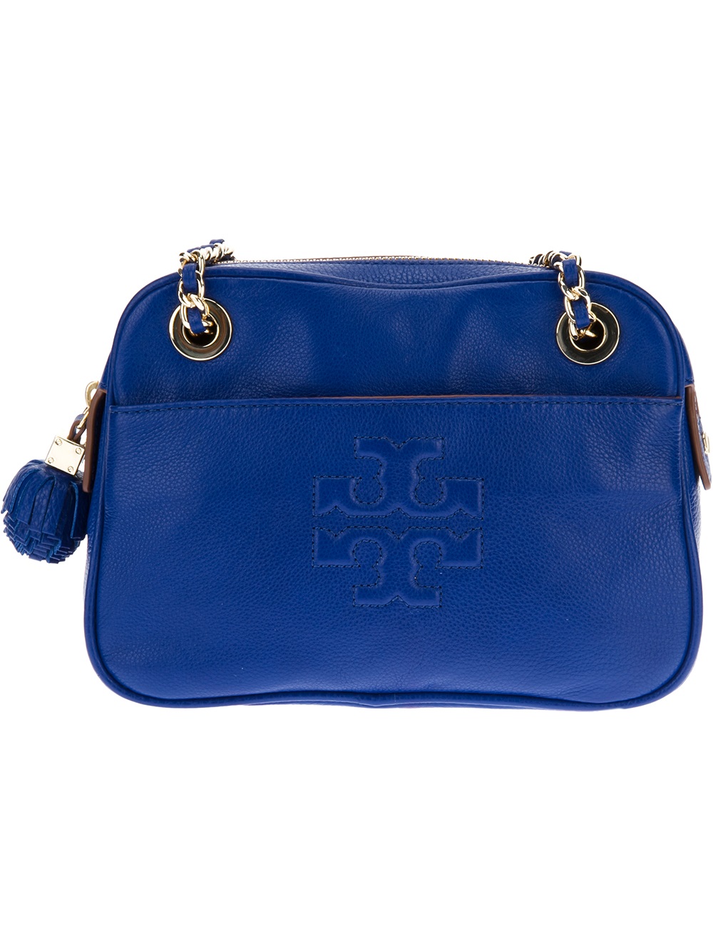 Tory burch Chain Link Shoulder Bag in Blue | Lyst