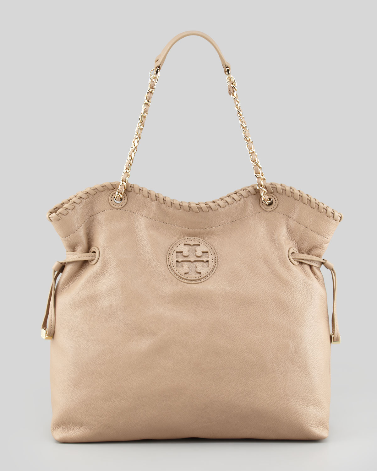 Lyst - Tory Burch Marion Slouchy Leather Tote Bag Clay Beige in Brown