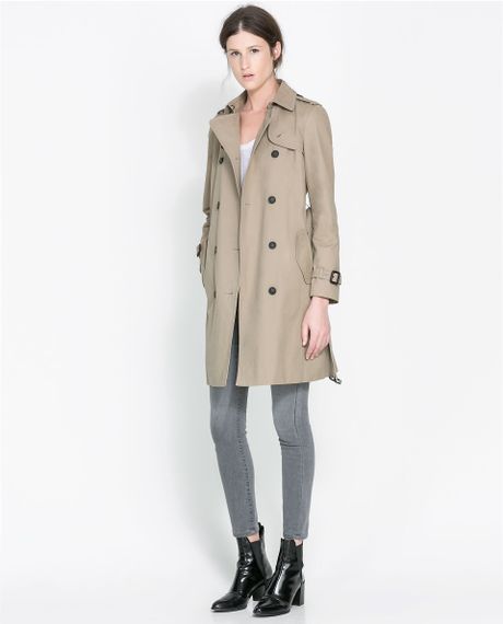 Zara Trench Coat with Detachable Lining in Beige | Lyst