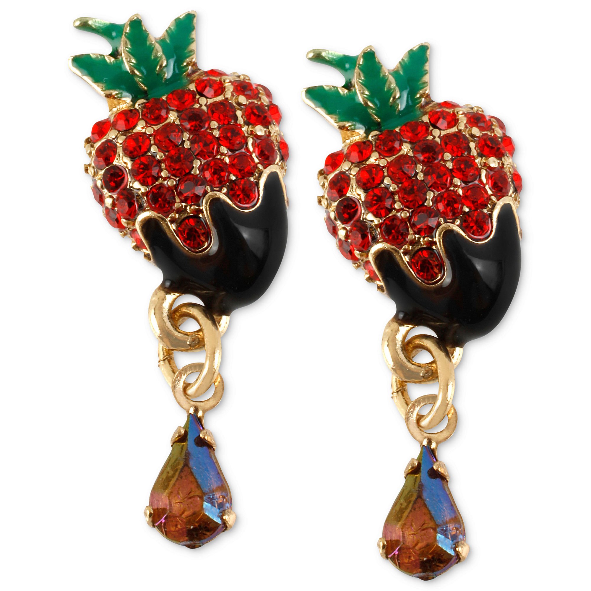 Betsey johnson Antique Goldtone Chocolate Strawberry Stud Earrings in ...