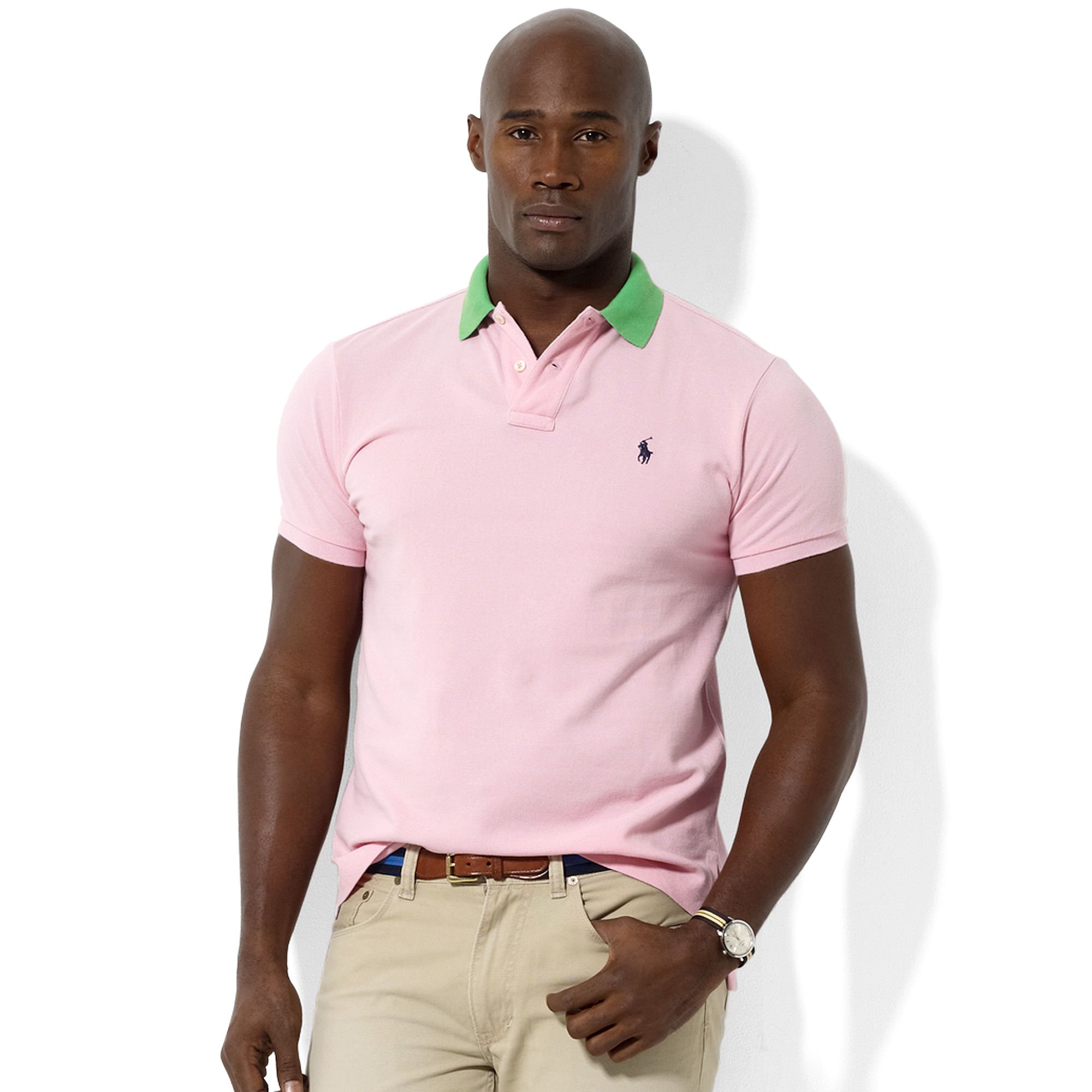 Ralph Lauren Short sleeved Contrast Collar Polo in Pink for Men ...