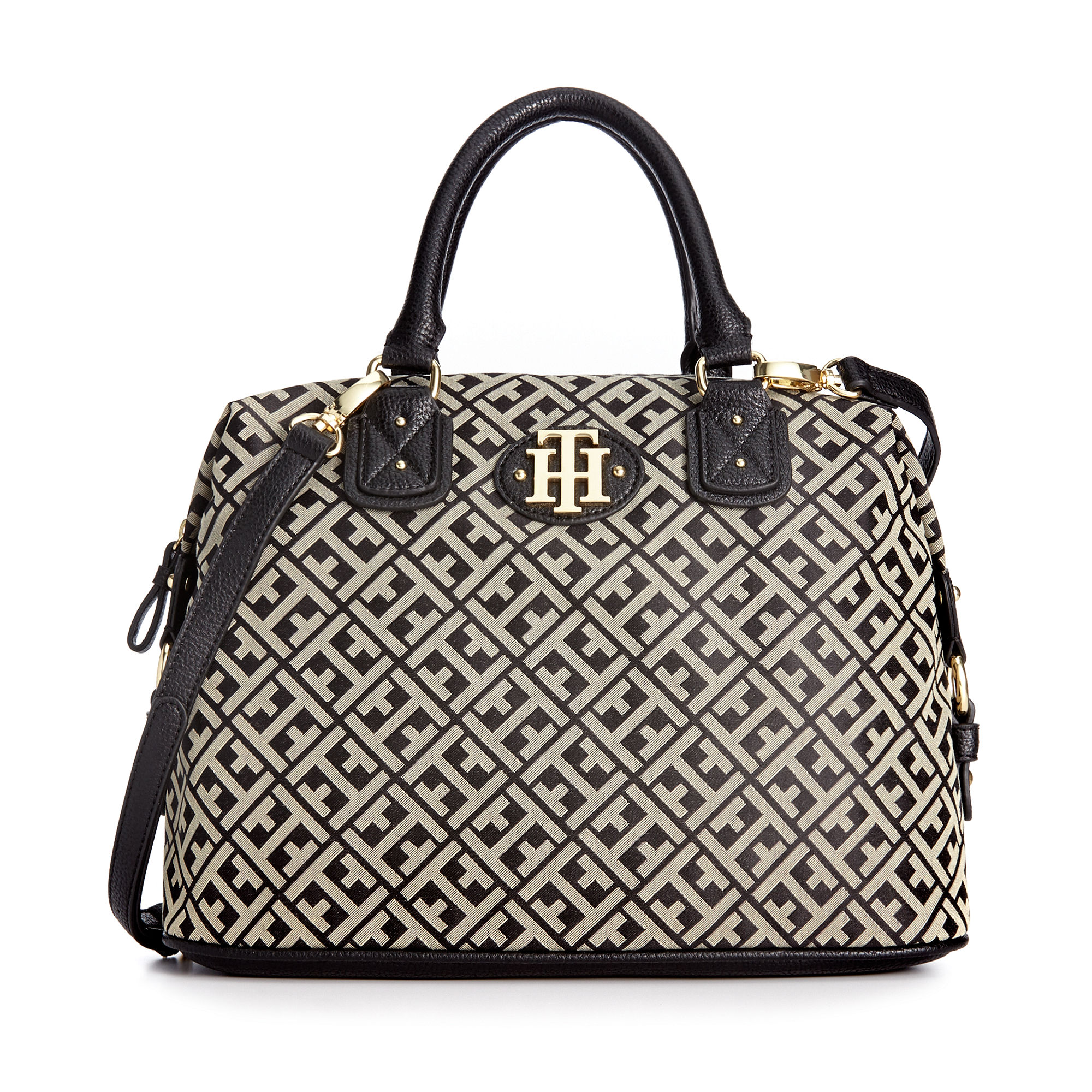 Tommy Hilfiger Keepsake Signature Jacquard Bowler Bag in Black | Lyst