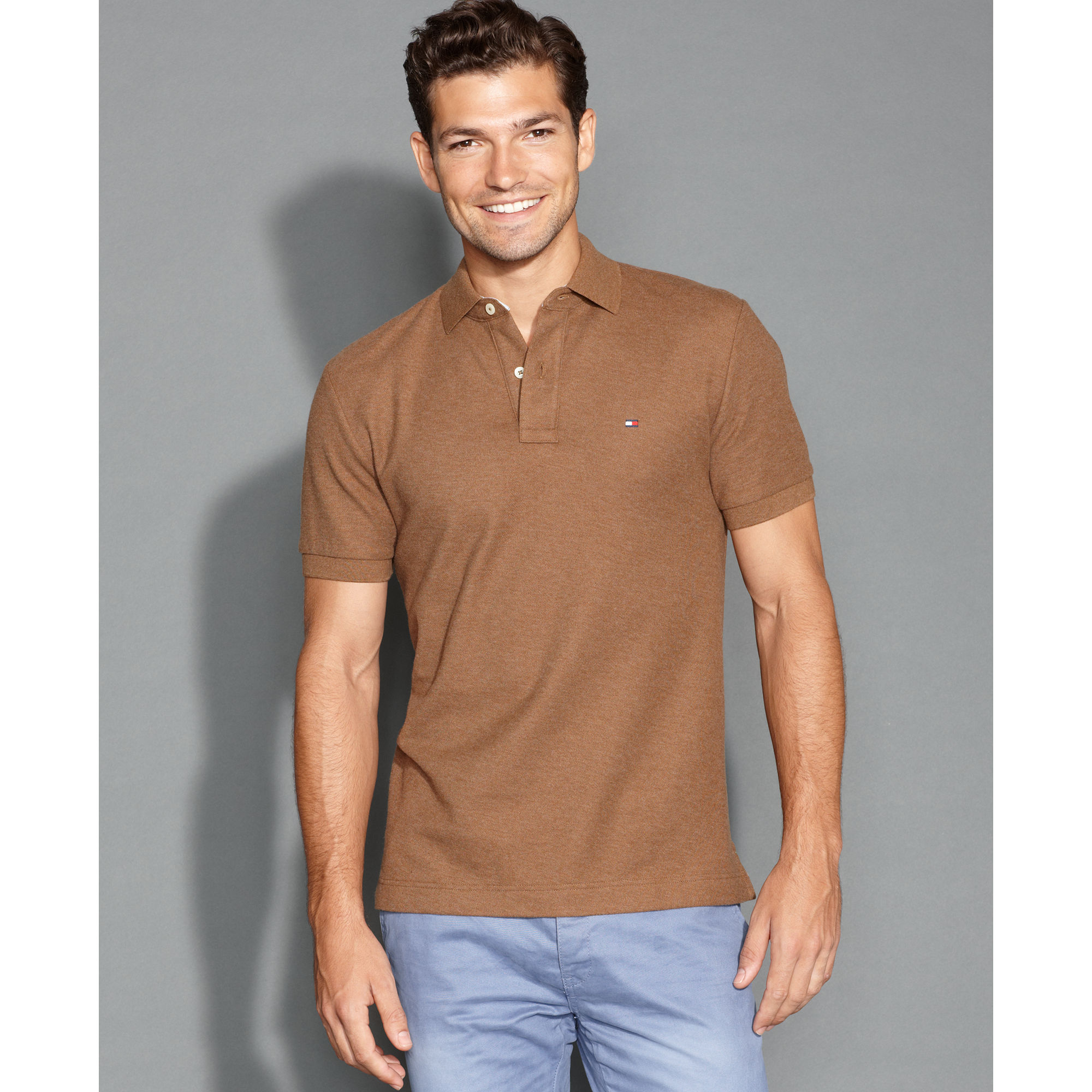 brown tommy hilfiger shirt