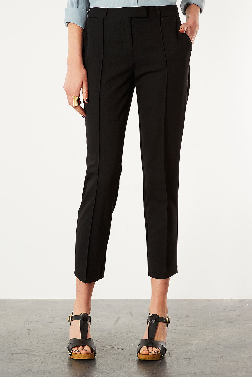 Lyst Stitch Cigarette Trousers in Black