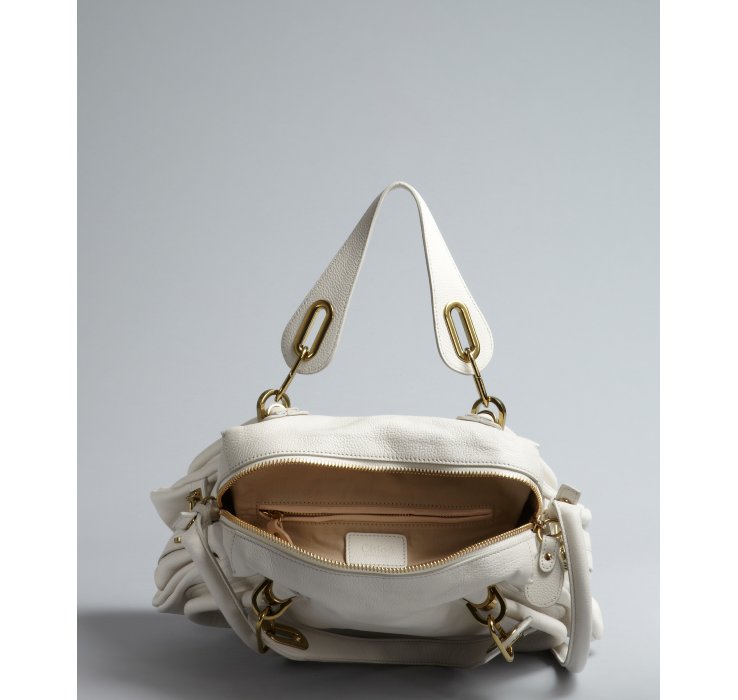 Chlo White Leather Paraty Medium Top Handle Bag in White | Lyst  