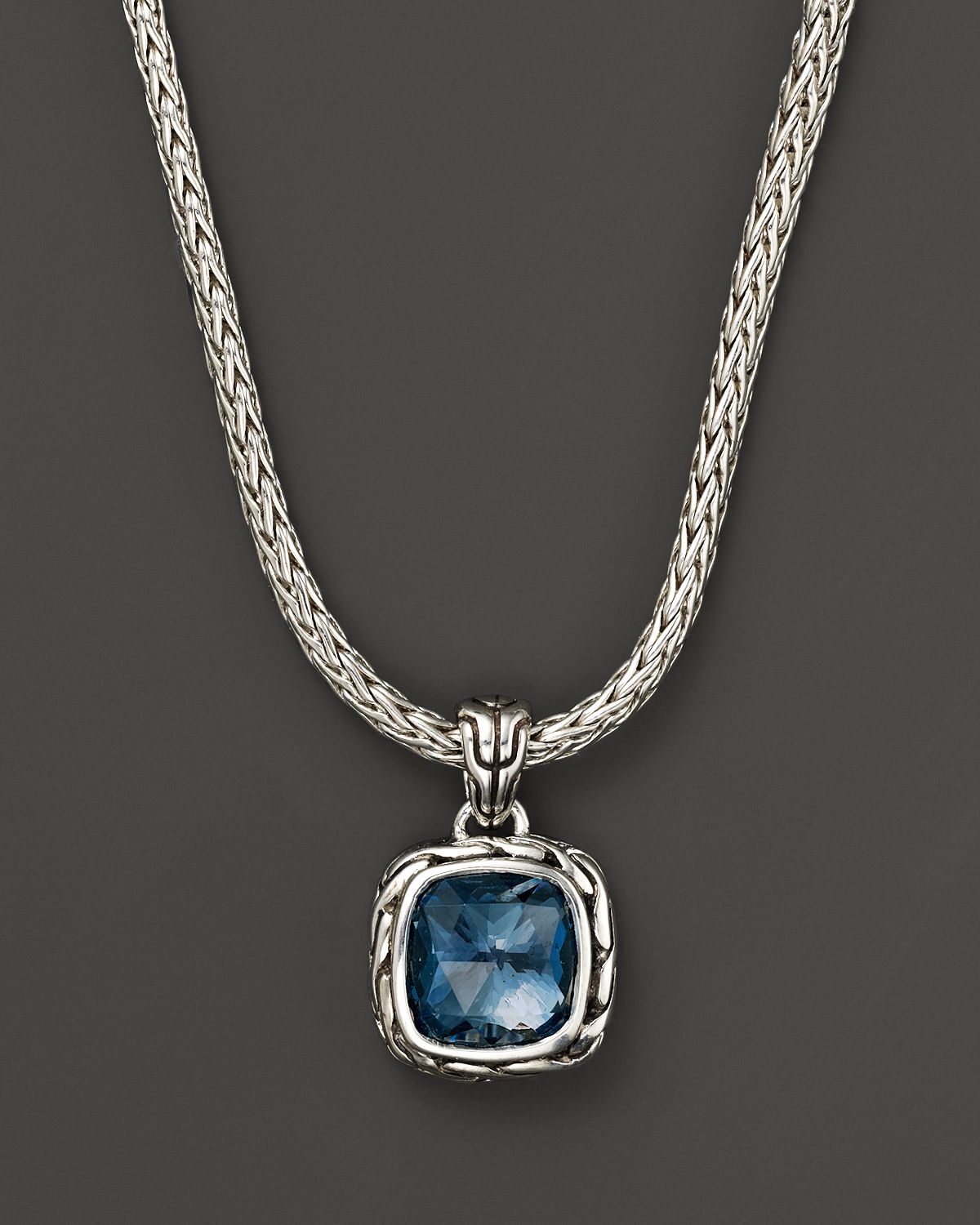 John Hardy Sterling Silver Classic Chain Small Square Pendant Necklace