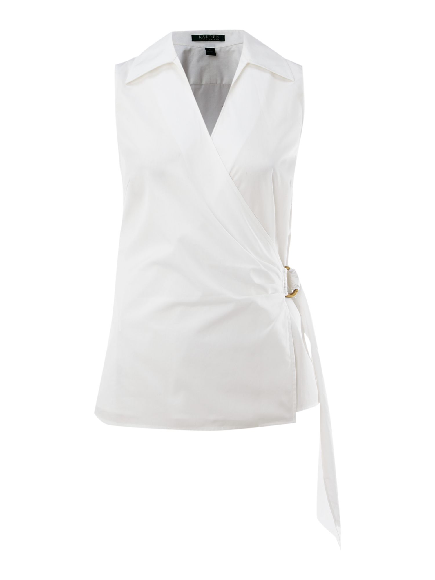 Lauren by ralph lauren Carigan Sleeveless Wrap Shirt in White | Lyst