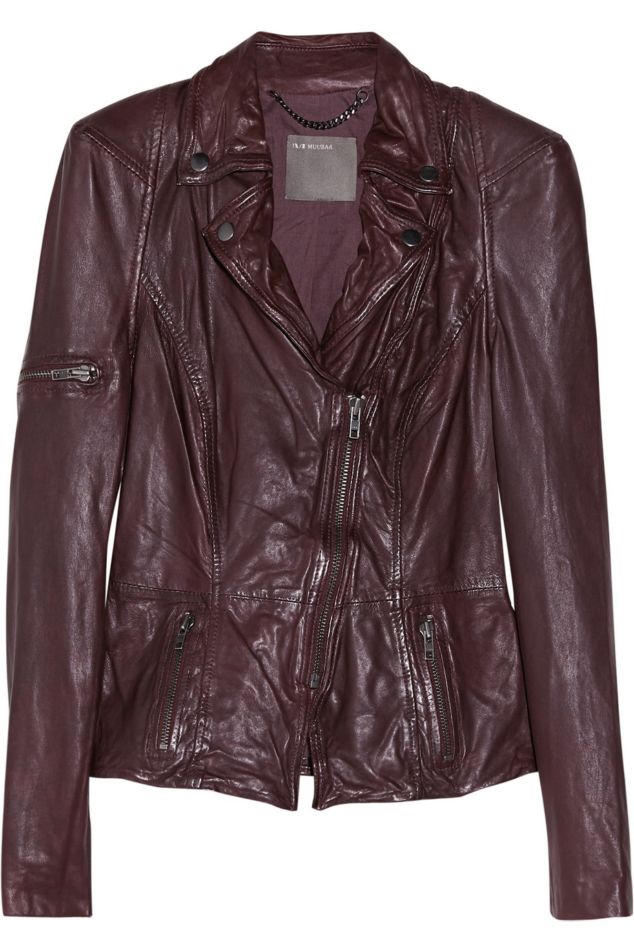 Muubaa Lyra Leather Biker Jacket in Purple | Lyst