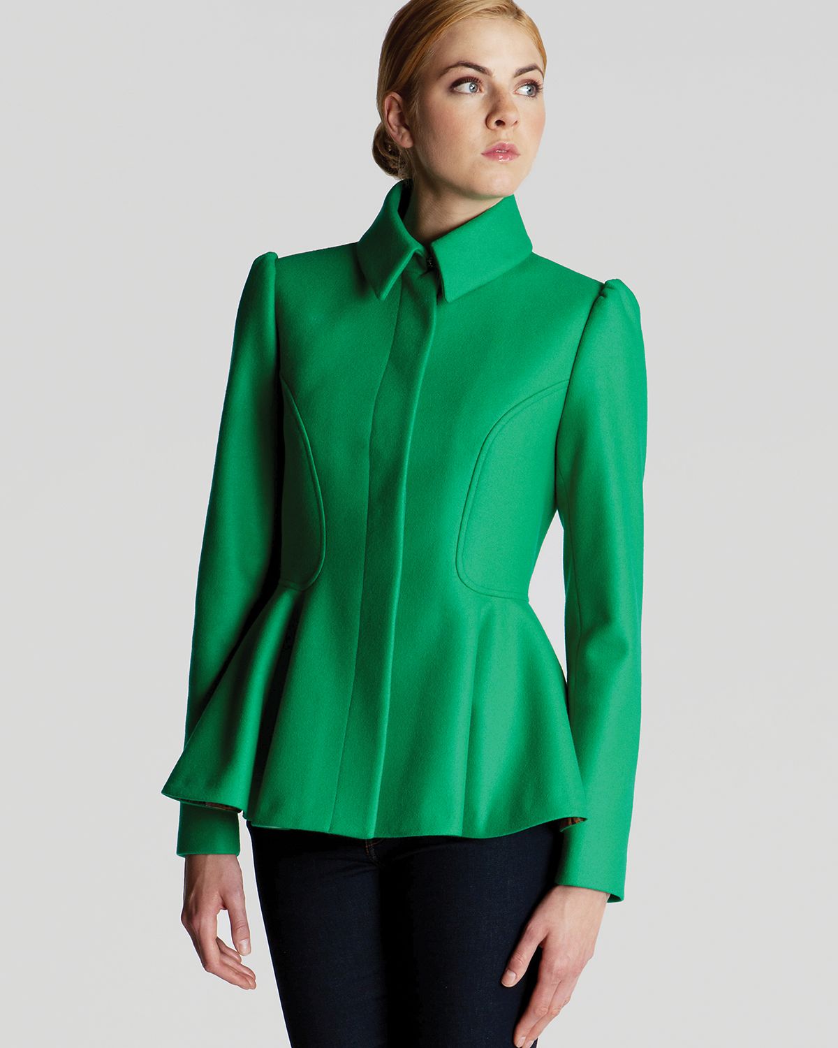 green peplum jacket
