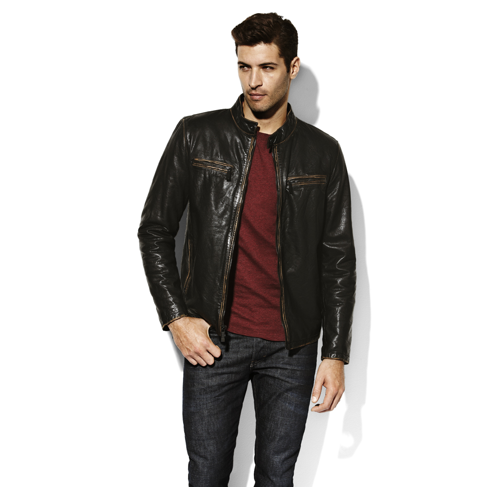 Men S Black Buffalo Leather Moto